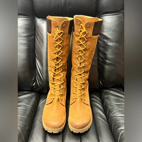Timberland Premium 14” Knee High Wheat Waterproof Leather Boots Women Size 10W - Picture 6 of 16